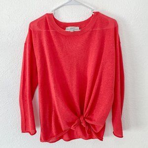 LOFT Coral Front Tie Sweater